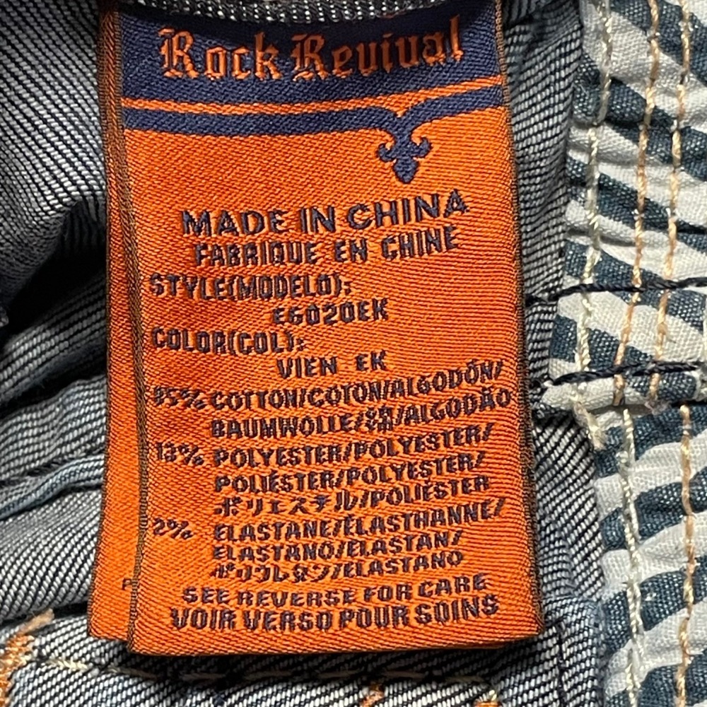 Rock Revival Easy Ankle Skinny Jeans Womens 33 Blue Contrast Stitch Y2K - Picture 5 of 14